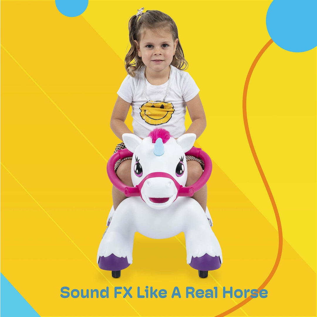 Kidzone 12V Unicorn Ride On Toy for Toddlers Years Old