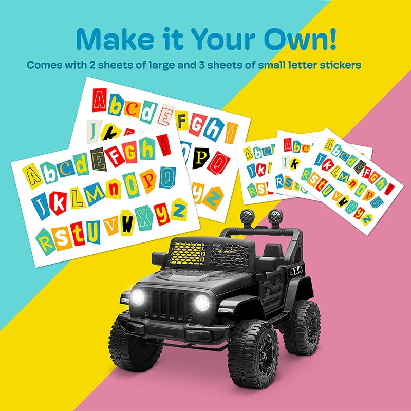 12V Power Wheels Ride-On Truck for Kids with a DIY License Plate