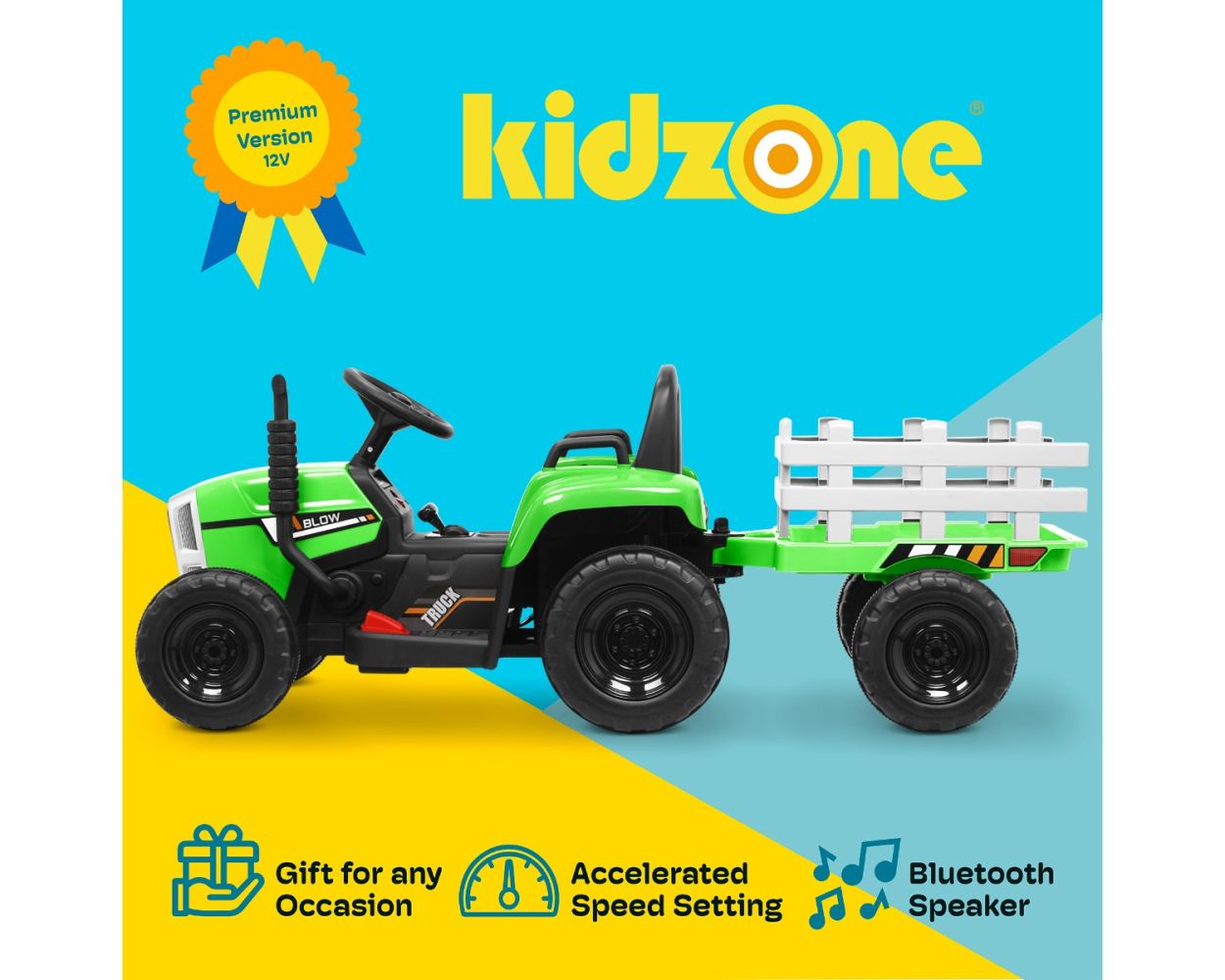 Kidzone 12V 7Ah Treaded Tires Electric Tractor