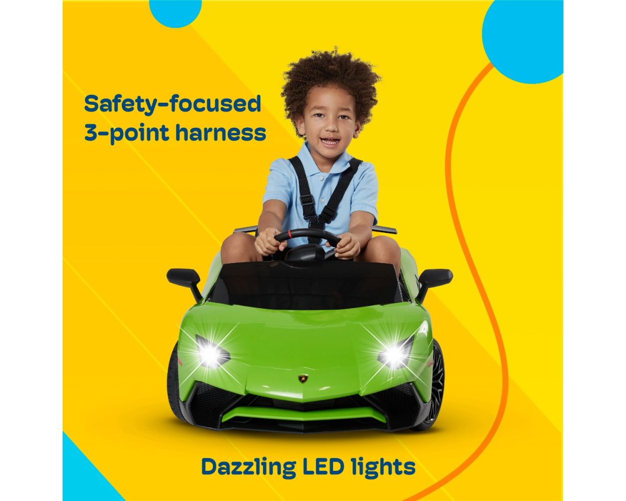 Kidzone Lamborghini Power Wheels Ride On Toy 12V Lamborghini Aventador 2 Speeds Remote Control Bluetooth Ages 3 6 kidzonetoys.shop