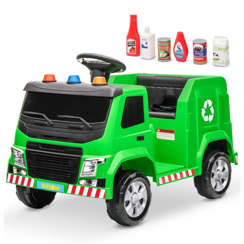 6V Recycling Garbage Truck Electric Ride On Toy with LED Lights for Toddler Kids