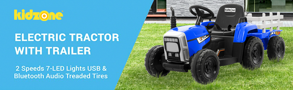 Kidzone V2 Electric Tractor with Trailer